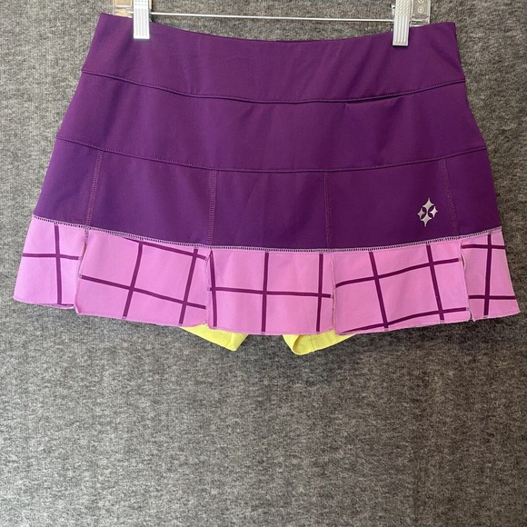 JoFit Skort Skirt Womens XL Purple Yellow Golf Tennis Pickleball Pull On Stretch - Picture 1 of 9